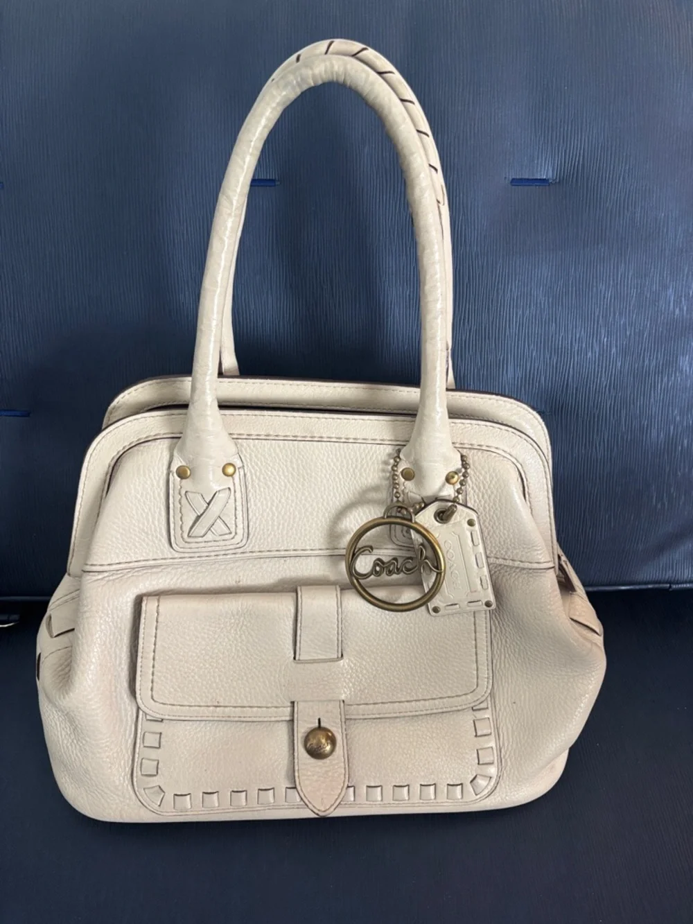 COACH Vintage Rare Legacy Thompson Parchment Satchel Pebbled Leather - Picture 3 of 12